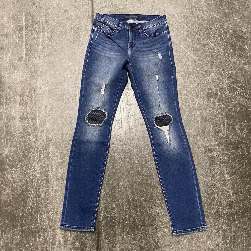 Rock & Republic Berlin Skinny Women Size 6 Blue Medium Wash Denim Mid Rise Jeans